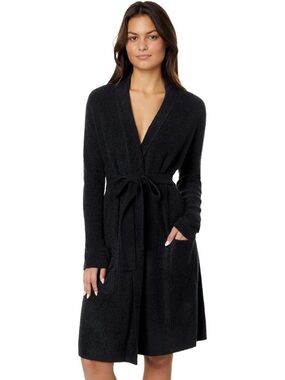 Barefoot Dreams Black Cozychic Lite Ribbed Knit Robe